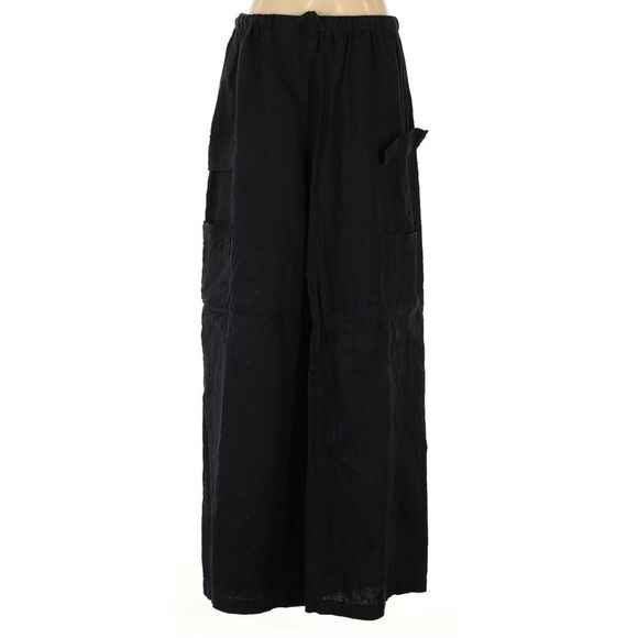 Reformation Mateo Pant 100% Linen Black Multi Cargo Pocket Wide Leg Trousers Sm - Picture 2 of 8